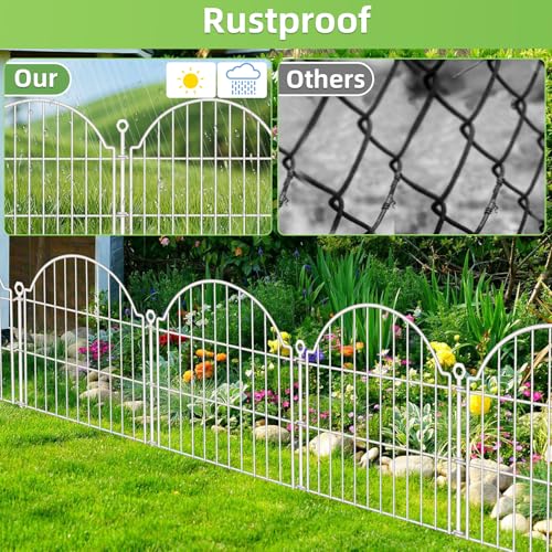 10 Panels No Dig Decorative Garden Fence for Yard (White / 24 in(H))