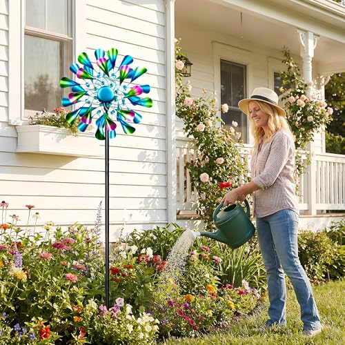 Solar Wind Spinner Outdoor Metal (Peacock Green)