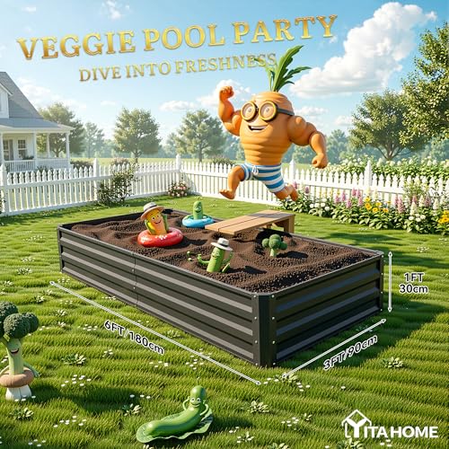 6x3x1ft 2pcs Large Raised Garden Bed Kit (Black / 6x3x1ft 2pcs)