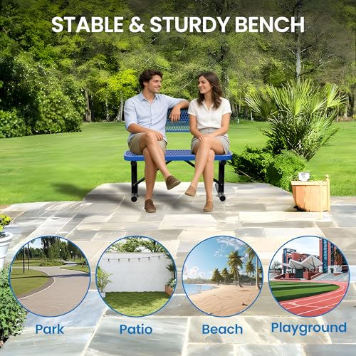 4 Feet Steel Park Bench for Outside (4 FT / Dark Blue)