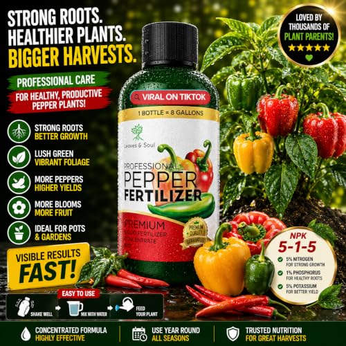 Leaves & Soul Pepper Fertilizer Liquid Pepper Plant Food 5 (8 Fl Oz)