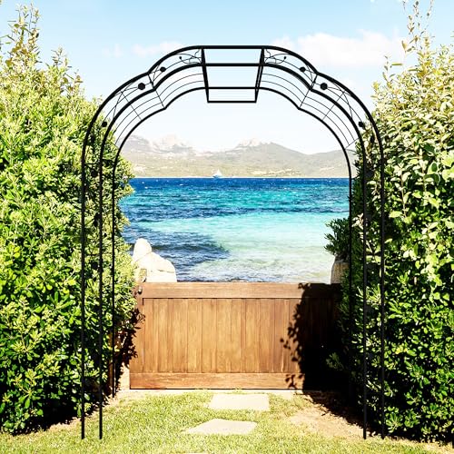 Metal Garden Arch 98.4" H Garden Arbor Trellis for Outdoor Climbing Plants Support Rose Lawn Tall Super Large Event Arch