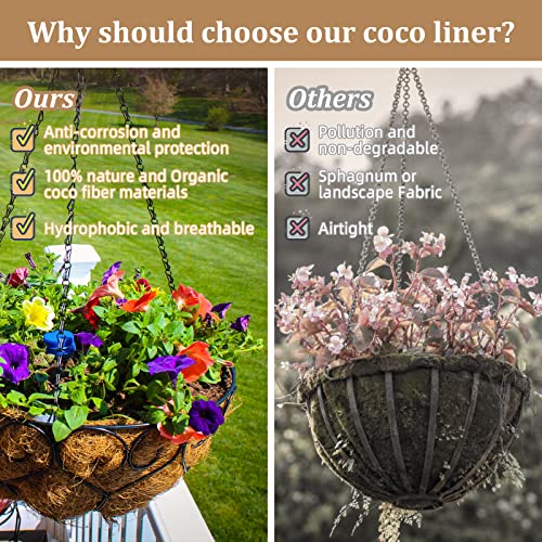 4 Pack 20 Inch Hanging Basket Coco Liners Replacement (4pcs / 20 Inch)