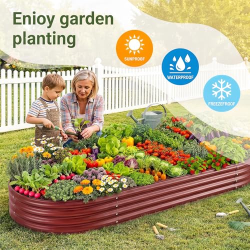 2Pcs 8ft Galvanized Steel Raised Garden Bed (8×4×1ft(2pcs） / 4-brown)