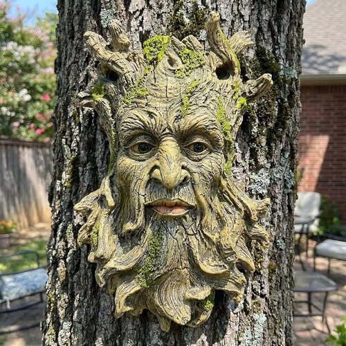 10.3" Whimsical Tree Face Sculpture (Yellow 458)