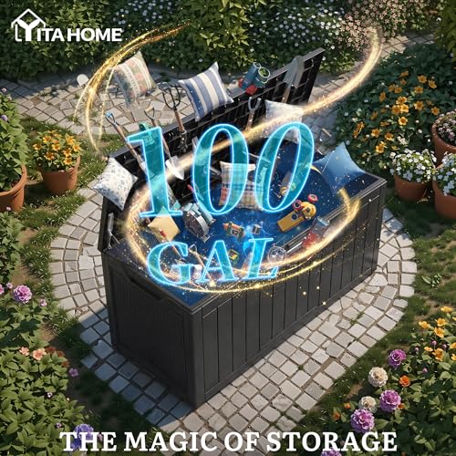 100 Gallon Large Outdoor Storage Box (Black&Sliver / 100 Gallon)