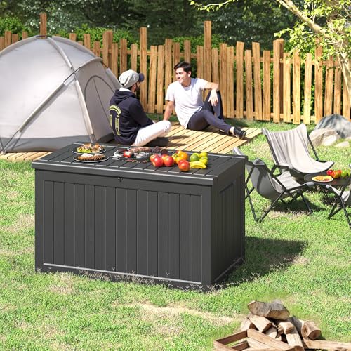 280 Gallon Outdoor Storage Box Waterproof Deck Box for Patio (Black / 280 Gallon)