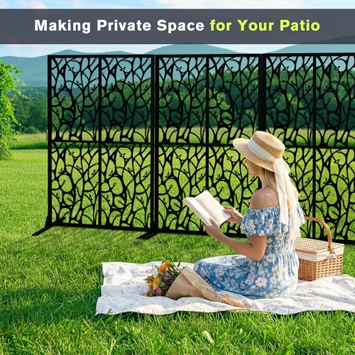 72" Metal Privacy Screen Bird Pattern