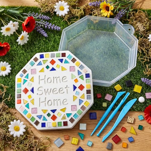 24 Pcs Stepping Stone Mold DIY Craft Kit for Garden (Octagon / 10 Inch)