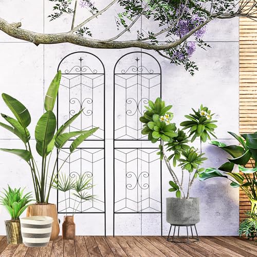 2 Pack 87x20in Garden Trellises with Black Metal Coating