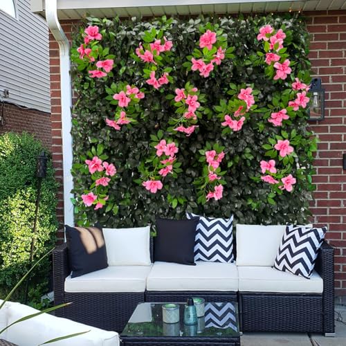 Expandable Fence Privacy Screen for Balcony Patio Outdoor (Branches -Pink Fowers)