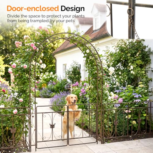 Garden Arbor Arch (Arbor with Gate,Bronze)