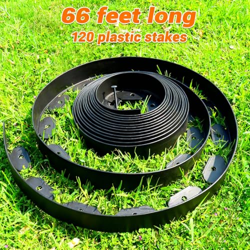 Landscape Edging (Black-66feet / Plastic Stakes)
