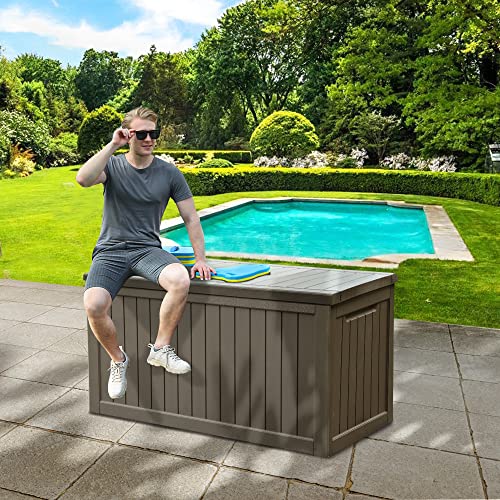 XXL 230 Gallon Large Outdoor Storage Deck Box for Patio Furniture (Taupe / 230 Gallon)
