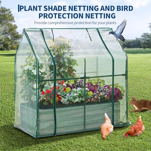 4x2x1 FT Raised Garden Bed with PE Cover & Self (Beige W/ Pe Cover / 4x2x1 ft)