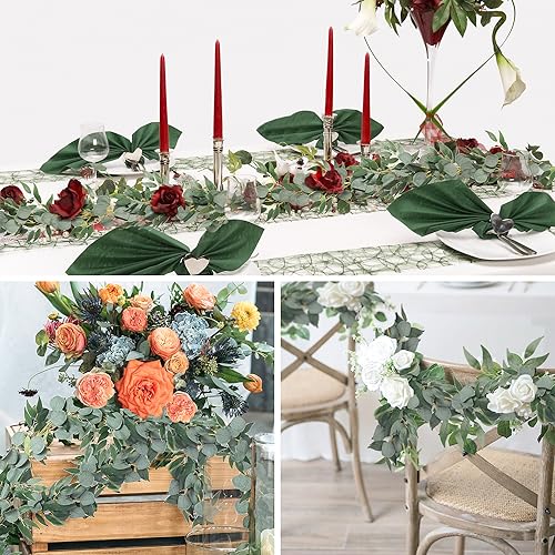 Artificial Silk Eucalyptus Vines Garland with Willow Leaves 2Pc 6Ft (2 Count)