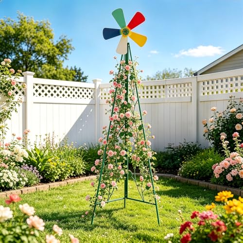 8FT Ornamental Windmill for Yard (6.2ft-green)