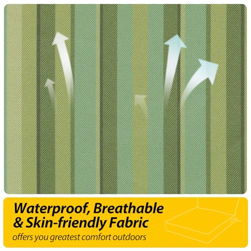 Outdoor Chair Cushions (Mossy Forest Stripe / 25.5"x25.5"x5" / 25.5"x13.5")