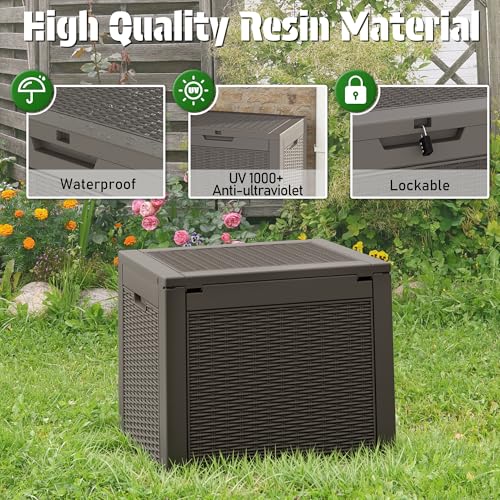 30 Gallon Outdoor Storage Box Waterproof Deck Box for Patio (Grey / 30 Gallon)