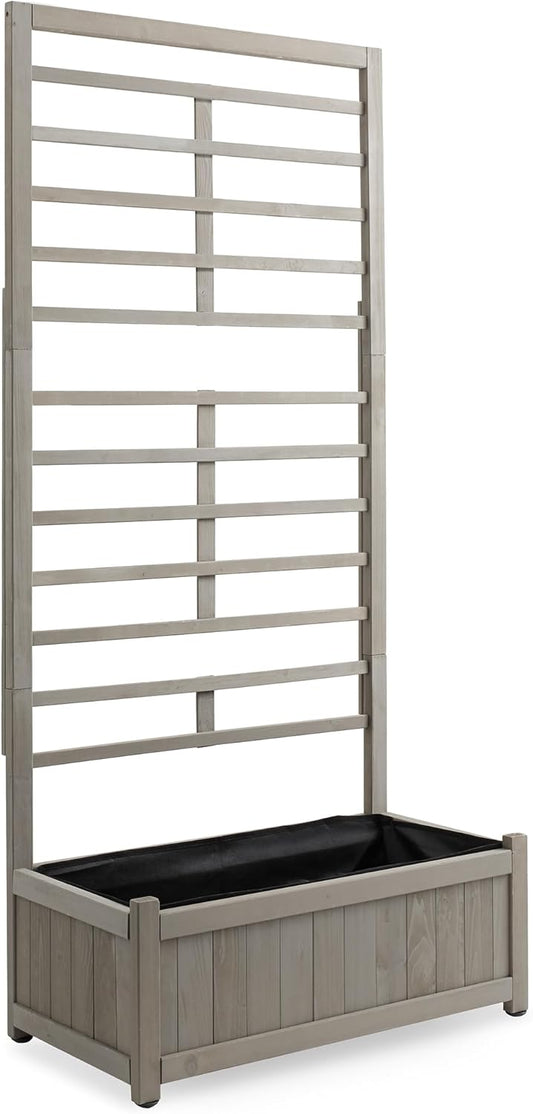 Casafield Wooden Climbing Planter Box - Raised Garden Bed with Trellis Plant Stand for Outdoor