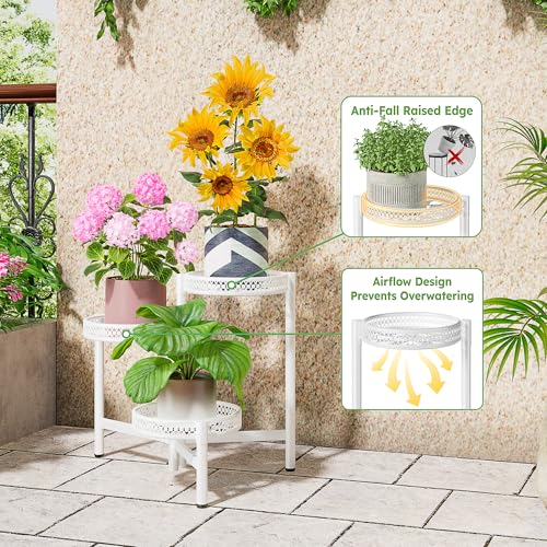 3 Tiered Tall Plant Stand Indoor Outdoor (WhiteWave / 3-tiers)