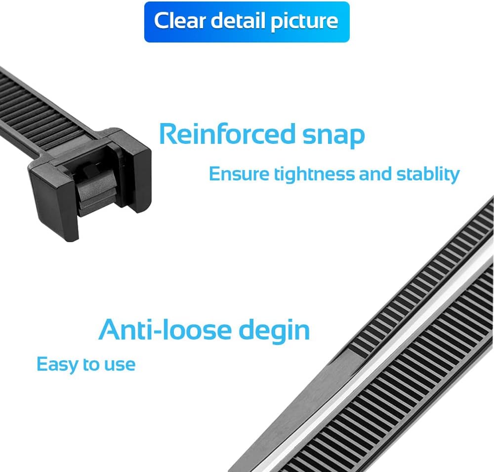 1000pcs 10Inch Nylon Zip Ties, 50 Pounds Tensile Strength, Black Cable Tie,Industrial Grade,UV Resistant,Heavy Duty,for Home,Garden Trellis,Office,Garage and Workshop