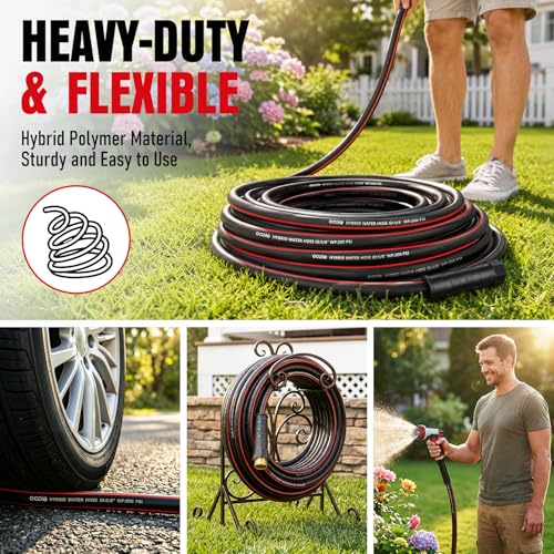 Heavy Duty Garden Hose 25ft (Black+Red / 25ft)
