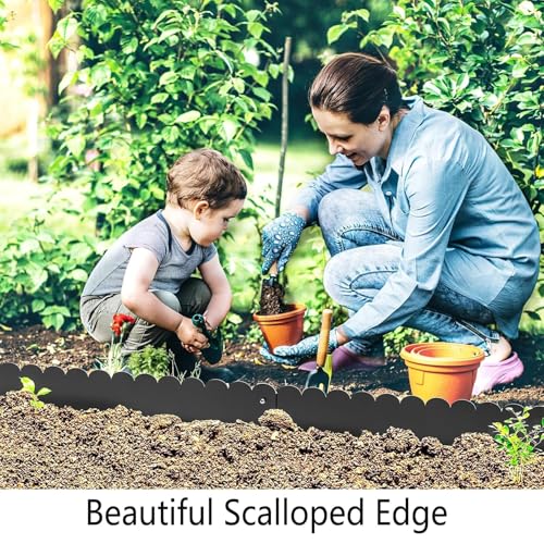 Steel Landscape Edging 20FT Kit (Black-Wavy Top / Pack of 6 ( 40 x 8 Inch ))
