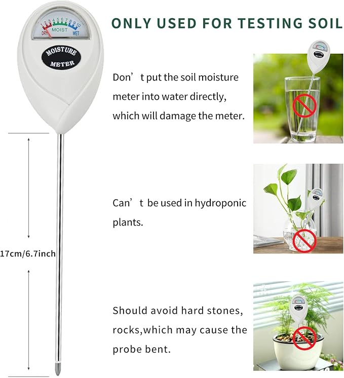 Soil Moisture Meter, 2 Pack Soil Moisture Monitor for House Plants, Indoor & Outdoor, Garden, Farm, Lawn Plant Care, No Battery Needed(White)