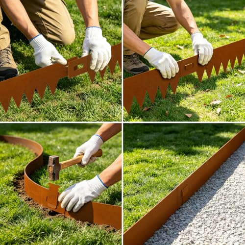 4.5 Inch Cor Ten Steel Landscape Edging (Brown / 4.5 Inch 10PCS)