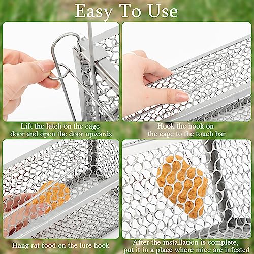 2 Pcs Rat Trap Live Animal Cage for Squirrel Chipmunk Mouse (Silver)