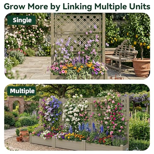 Vertical Garden Planter with Trellis for Climbing Plants (Gray / 43.43*18.27*59.29)
