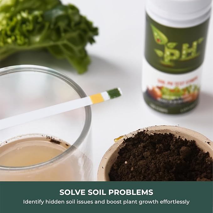 100 Soil pH Test Strips (pH 3-9) - Accurate Soil Testing Paper, Ideal for Garden, Lawn, Vegetables, Flowers & Indoor/Outdoor Plants
