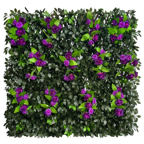 Expandable Fence Privacy Screen for Balcony Patio Outdoor (Branches -Purple Rose)