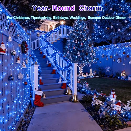 750 LED 240FT Christmas Lights (Blue / 750 LED 240FT Dark Green Wire)