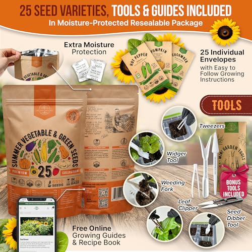 25 Summer Vegetable Garden Seed Variety Pack