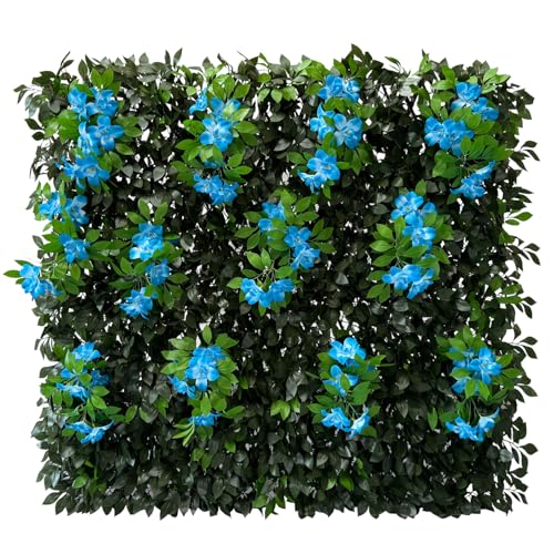 Expandable Fence Privacy Screen for Balcony Patio Outdoor (Branches -Blue Fowers)