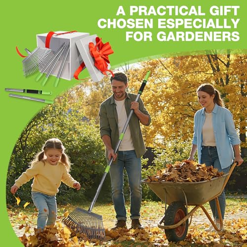 Rakes Small Leaf Rake with 73” Adjustable Long Handle (25 TINE)