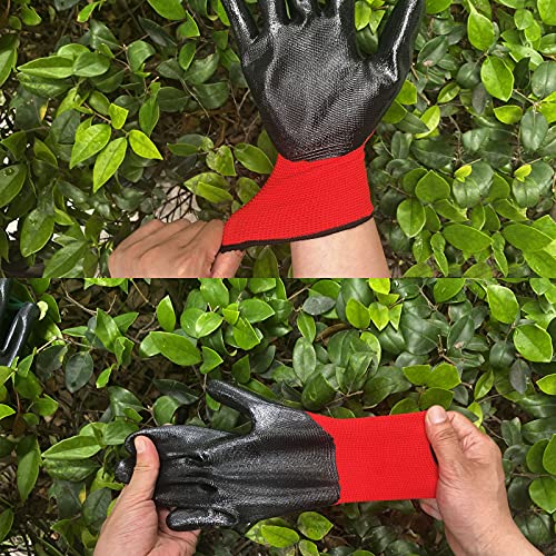 Nitrile Coated Work Gloves for Men & Women (Red 120 Pairs / Medium)