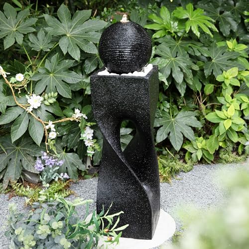 Water Fountain Outdoor (Resin/Black/Curved / 40.5" H)