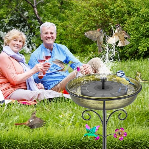 38.6in Bird Baths for Outdoors (Retro Gold)