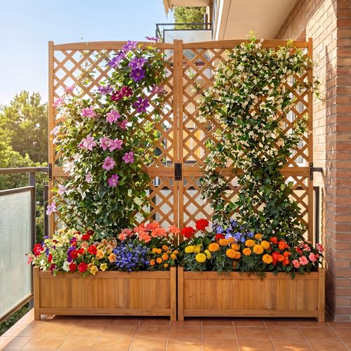 71" Raised Garden Bed with Trellis & Garden Box (2 Count)