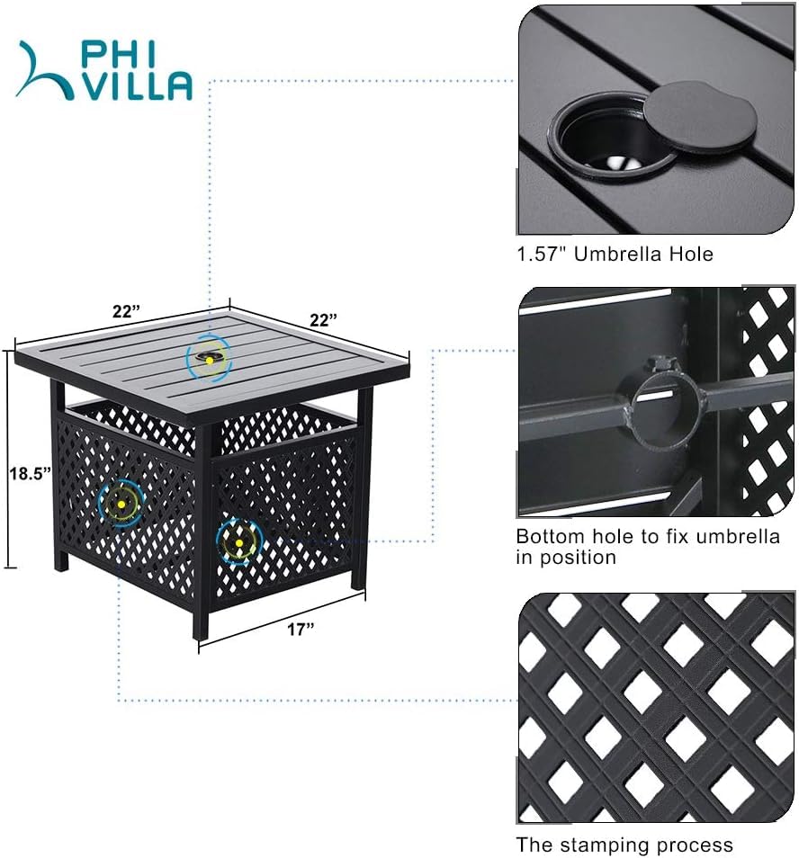 Outdoor Square Metal Small Side Table w (22"x22"(2 PCS))