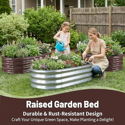 2PC Galvanized Planter Raised Garden Bed (Silver / 4×2×1ft(2pcs）)