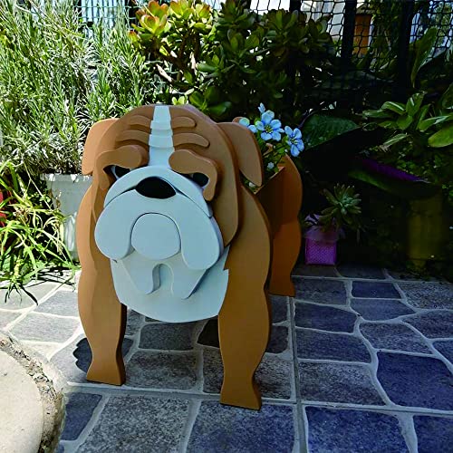 Sweet Lovely Dog Planter Animal Decor Pots Cute Dog Cartoon Shaped Flower Pot Wooden Planter for Indoor Office Outdoor Home Garden Decoration Gift
