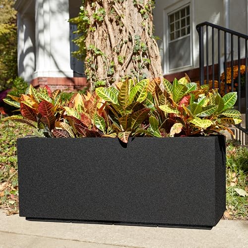 PolyStone 46" Large Rectangular Outdoor Planter Box (Black Granite)