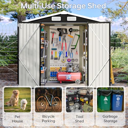 6x4FT Outdoor Storage Shed Black (Dark Black / 6' x 4')