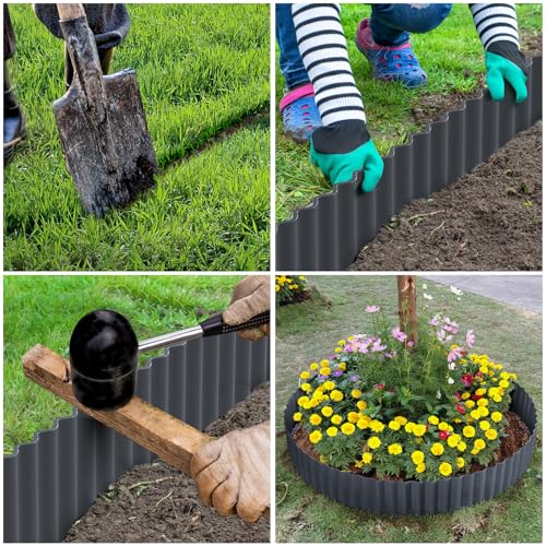 Corrugated Metal Garden Edging 8" x 20Ft (Dark Gray)