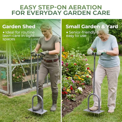 4 Row Lawn Aerator Tool with 20 Steel Spikes for Small Yards (4-Row Spikes)