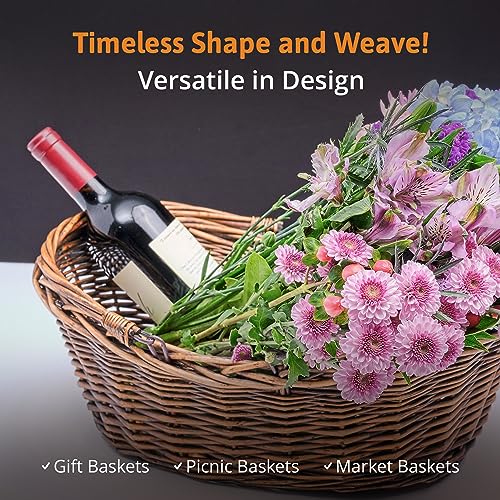 Small Light Brown Hand Woven Wicker Basket for Storage with Handles (Small (Pack of 16) / Picnic Basket Light Brown)